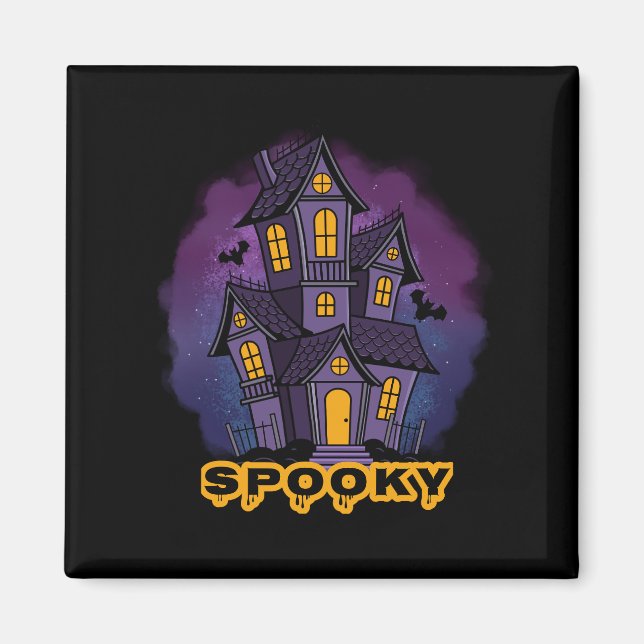 Imán Creepy Purple Mansion Spooky Haunted House (Frente)