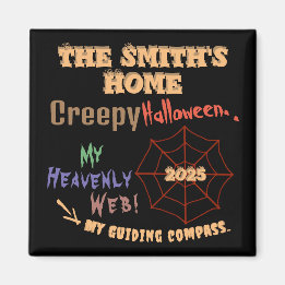 Imán Creepy y colorida web de araña de Halloween person