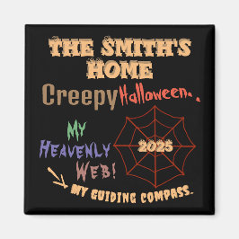 Imán Creepy y colorida web de araña de Halloween person