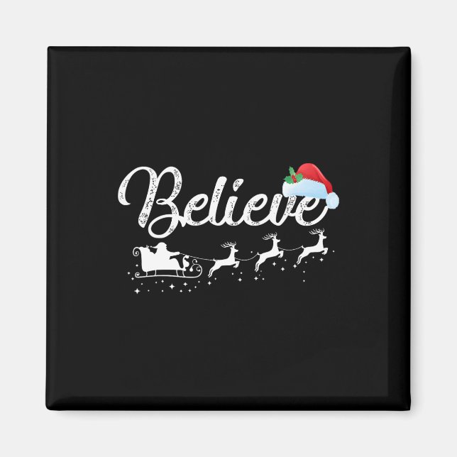 Imán Creer En Navidades De Santa Cláusula Hombres Chica (Frente)