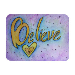 Imán Creer Word Art Heart Inspirador Fridge Magnet