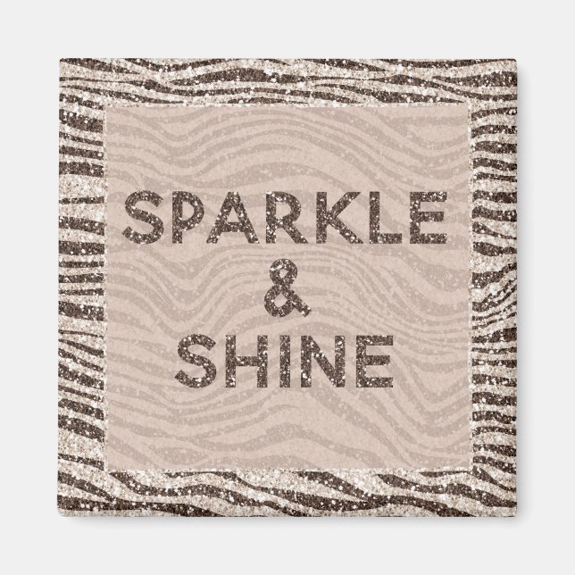 Imán Crema de chocolate Rubor sueño Purpurina de cebra (Frente)