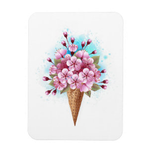 Imán Crema rosa de hielo Sakura Waffle Cone