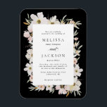 Imán Crema, Rubor, Boda de las flores de color de agua<br><div class="desc">Boda de las flores de color de agua de crema y Rubor en oscuro</div>
