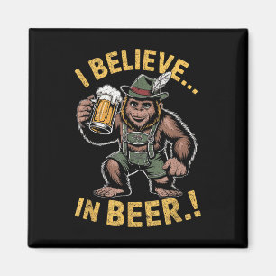 Imán Creo En El Chiste De Beer Funny Bigfoot Lederhosen