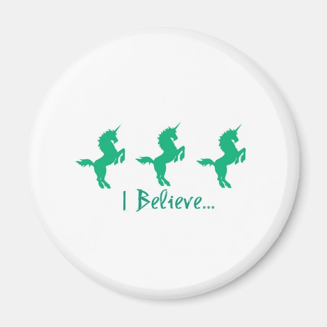 Imán Creo que el diseño de unicornio verde (Frente)