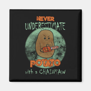 Imán Crepante papa enojada, Chainsaw, película de terro