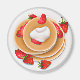 Imán Crepes de fresa con alimentos en jarabe