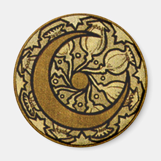Imán Crescent Moon Mucha Zodiac (Frente)