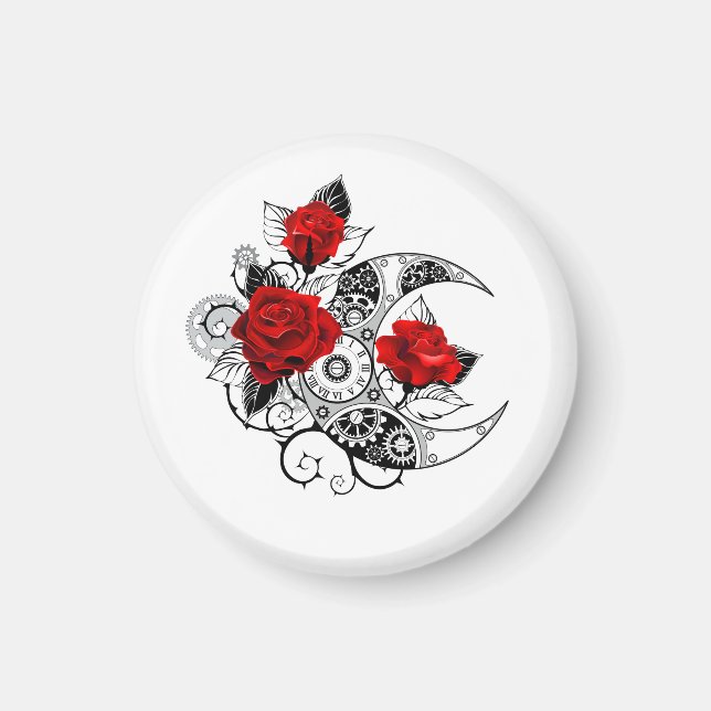 Imán Crescente Mecánico con Rosas Rojas (Frente)