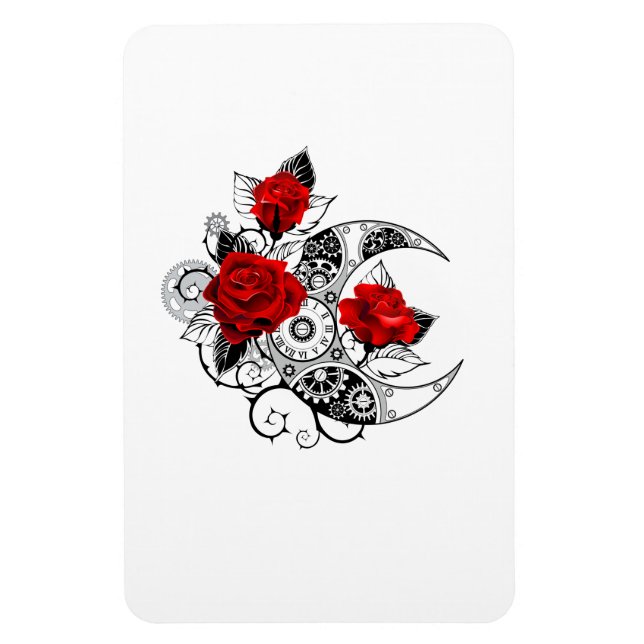 Imán Crescente Mecánico con Rosas Rojas (Vertical)