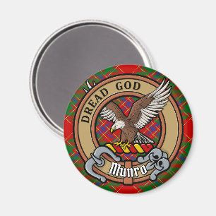 Imán Crest de Clan Munro sobre Tartán