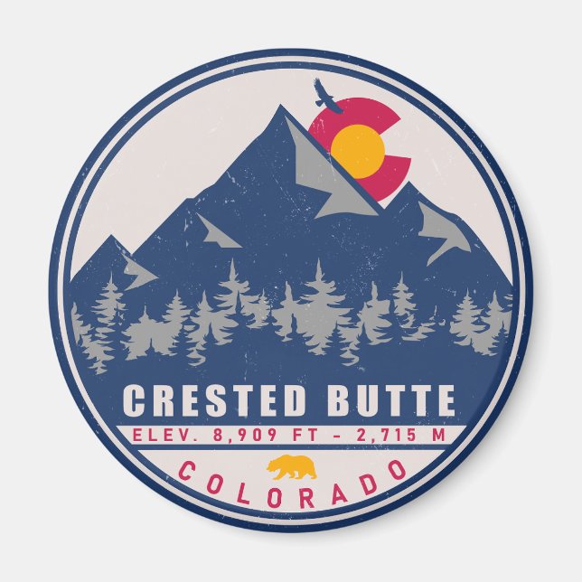 Imán Crested Butte Colorado Retro Sunset Souvenirs (Frente)