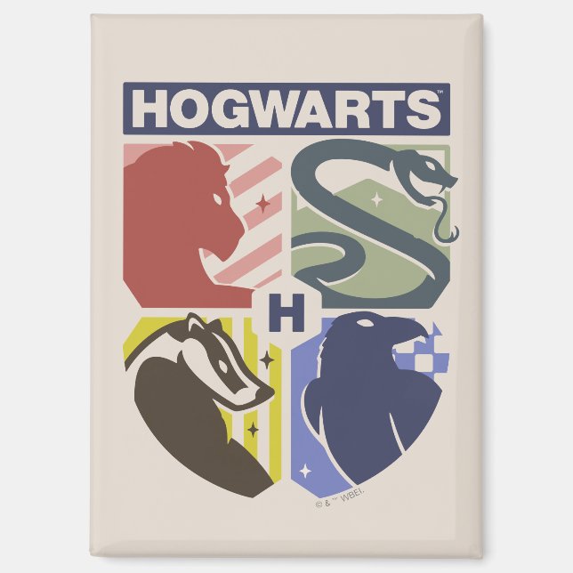 Imán Crestón estampado vintage de HOGWARTS™ (Anverso)