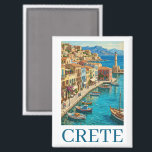 Imán Creta Grecia Escenario de Viaje Mediterráneo Vinta<br><div class="desc">Trasládate a las encantadoras costas de Creta Grecia con este hermoso imán, un perfecto recuerdo de tu aventura en las islas griegas. Sumérgete en la belleza del Mar Egeo, donde aguas cristalinas se unen a paisajes soleados y encanto antiguo. Con una impresionante instantánea de la belleza escénica de Creta, este...</div>