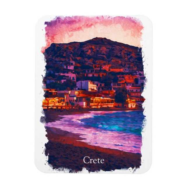 Imán Creta Grecia Pintado de acuarela de la isla griega (Vertical)