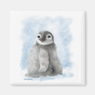 Imán Cría de pingüino lindo en la caricatura de nieve