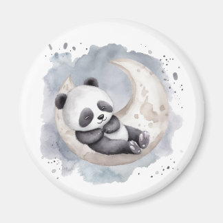 Imán Criadito Panda de Luna Creciente Acuarela Durmiend