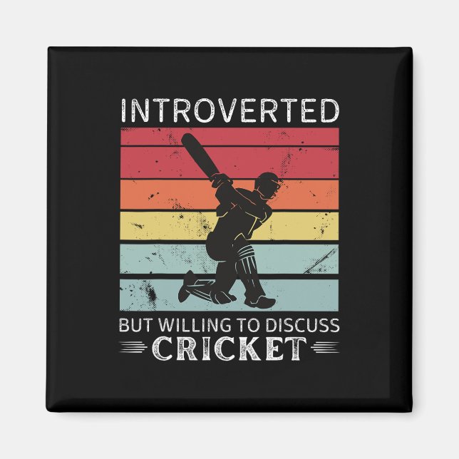 Imán Cricket Antiguo Introvertido Pero Dispuesto A Disc (Frente)