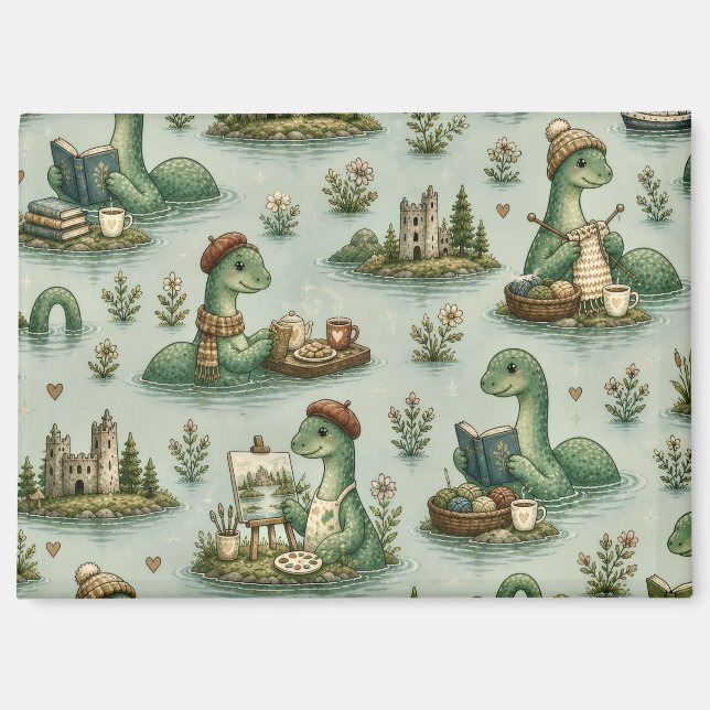 Imán Criptídeos Acogedores Nessie Monstruo del Lago Nes (Anverso)