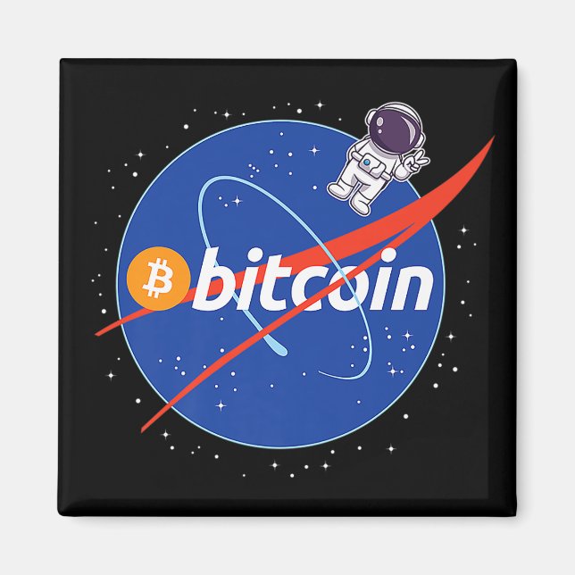 Imán Cripto espacial de moda de Bitcoin Astronauta (Frente)