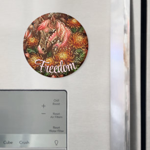 Imán Crisantemo floral de caballos de otoño personaliza