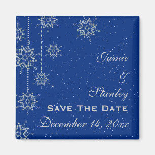 Imán Cristales de copos de nieve azules boda Save the D
