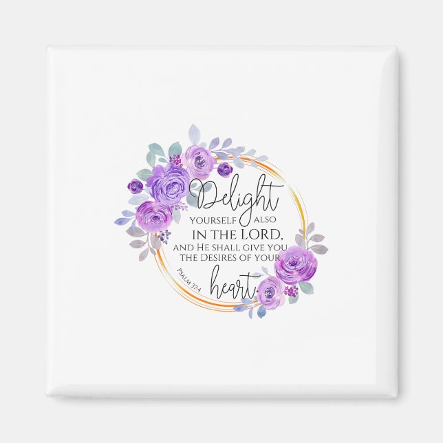 Imán Cristiano Floral Se Encanta En El Señor Bibl (Frente)