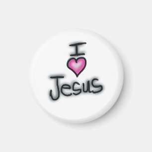 Imán Cristiano I Me encanta Jesús I Amo Jesús Blanco