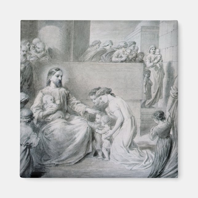 Imán Cristo bendiciendo a los niños pequeños (Frente)