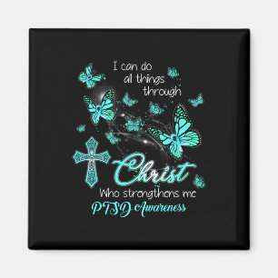Imán Cristo Dios me fortalece mariposa Verde azulada Pt