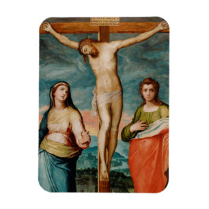 Imán Cristo en la cruz con santos