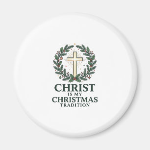 Imán Cristo es mi tradición de Navidad Diseño de cruz v