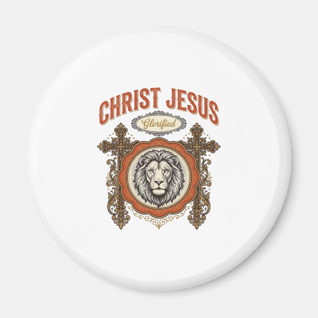 Imán Cristo Jesús Fe Vintage León (Frente)