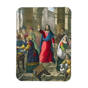 Imán Cristo limpia el templo, de un b impreso biblia