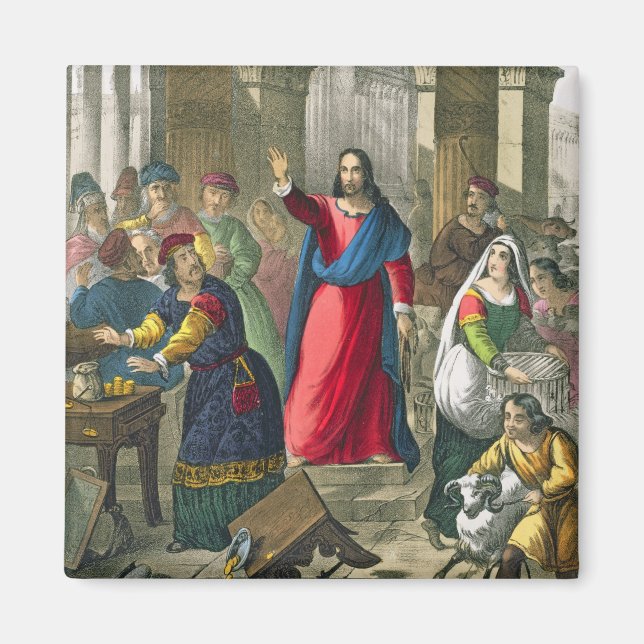 Imán Cristo limpia el templo, de una biblia impresa por (Frente)