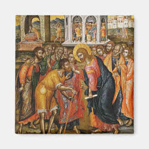 Imán Cristo sanando a los ciegos por Emmanuel Tzanes