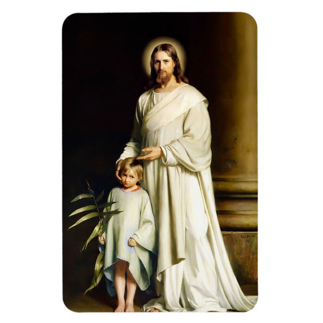 Imán Cristo y niño. Regalo de Pascua Bella Artes (Vertical)