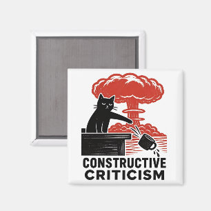 Imán Crítica Constructiva Divertida de Gato Linóleo Mem