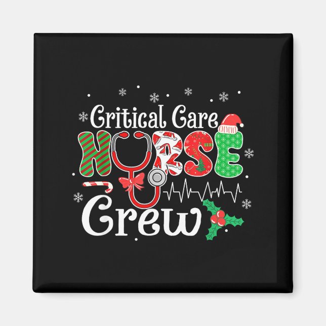 Imán Critical Care Nurse Crew Stethoscope Santa Hat Chr (Frente)