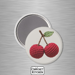 Imán Crochet de frutas de la abuela Minimalista roja