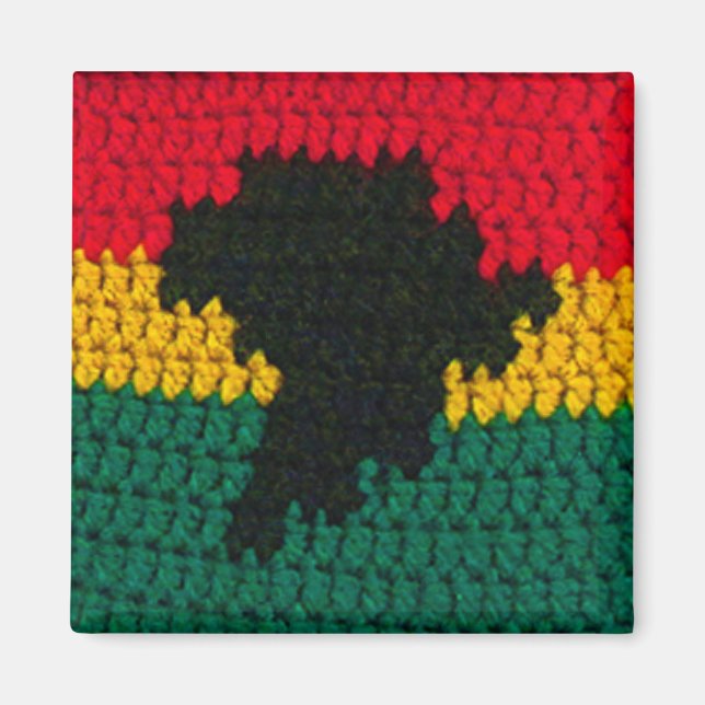 Imán Crochet del mapa negro de oro rojo de África (Frente)