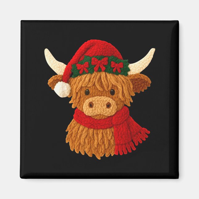Imán Crochet Highland Cow Christmas Winter Girly Kids T (Frente)