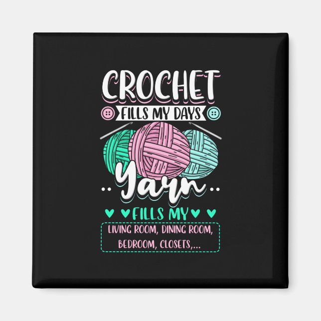 Imán Crocheting - Crochet llena mis días (Frente)