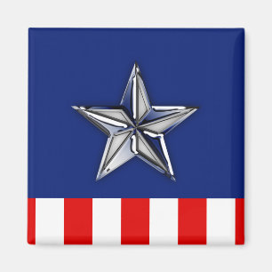 Imán Cromado como estrella en colores patrióticos festi
