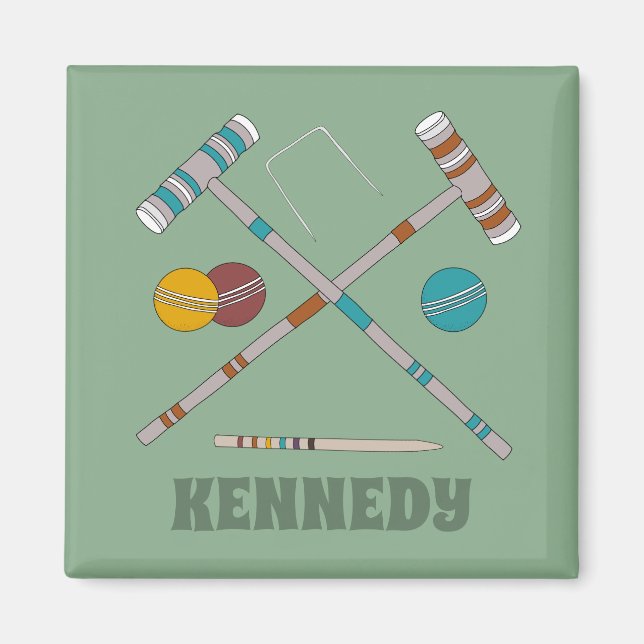 Imán Croquet Set Lawn Games Jade Green Personalizado (Frente)