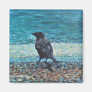 Imán Crow en la pintura de la playa
