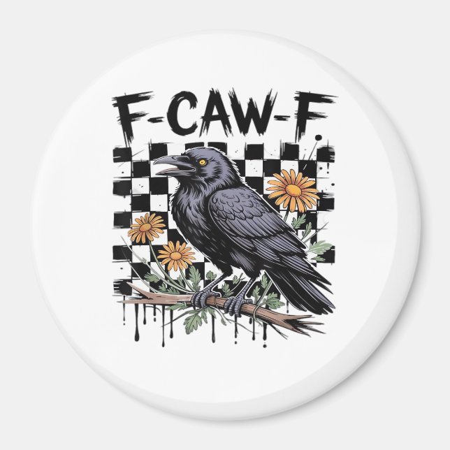 Imán Crow Flowral, F-Caw-F Funny Bird FCAWF Moon Gothic (Frente)