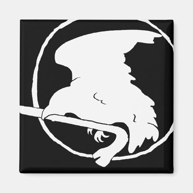 Imán Crowbar Magnet blanco/negro, redondo y cuadrado (Frente)