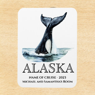 Imán Crucero de Alaska Crucero Orca cola Acuarela 